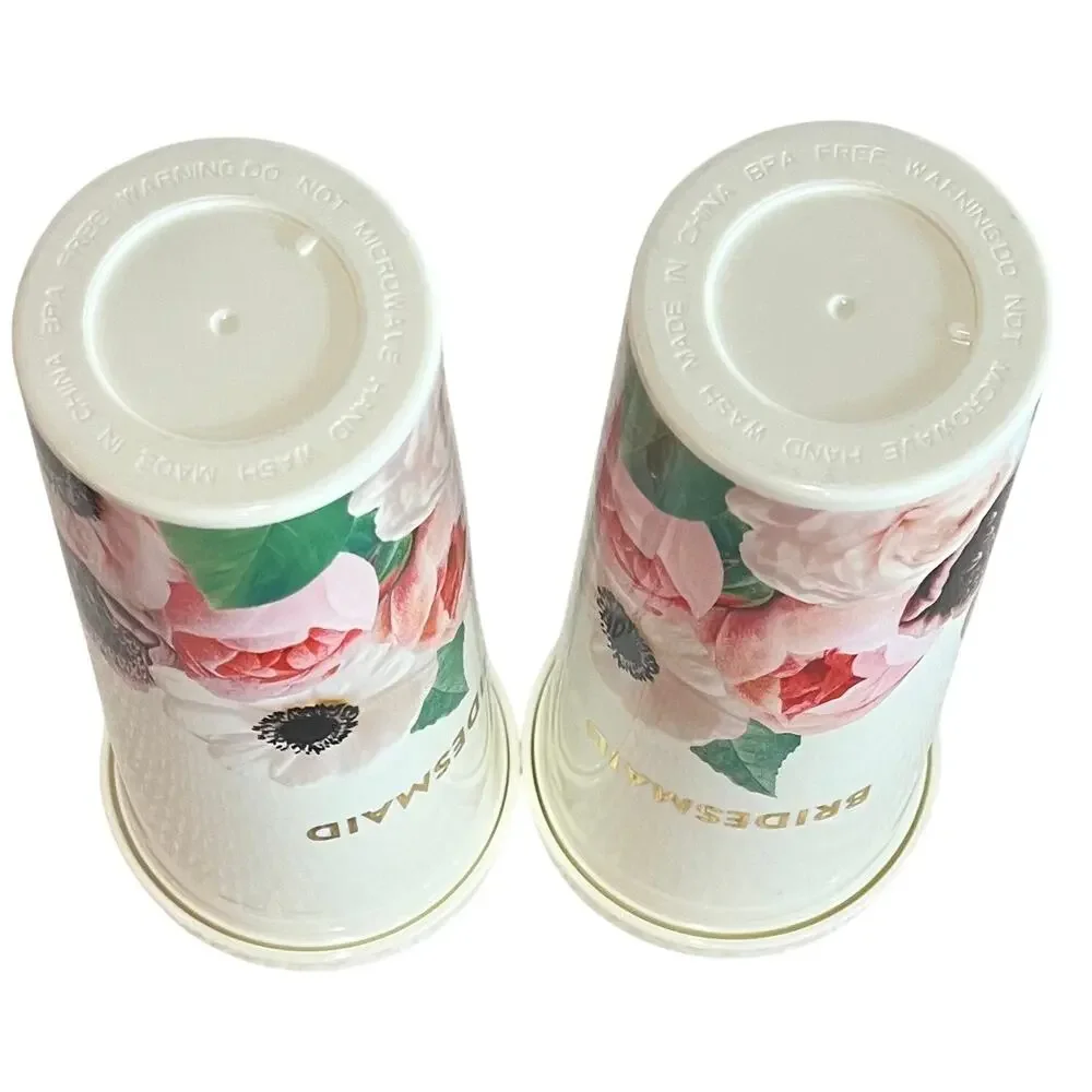 2 Kate Spade New York Bridesmaid Blushing Floral Tumbler set of 2 -24 oz Cups